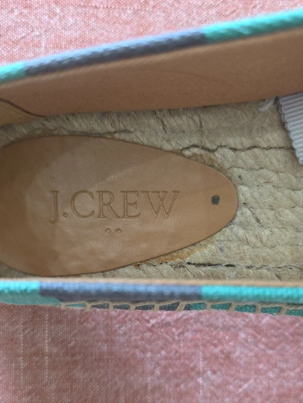 J. Crew Women's Green & Gray Striped Canvas Espadrilles NWOT